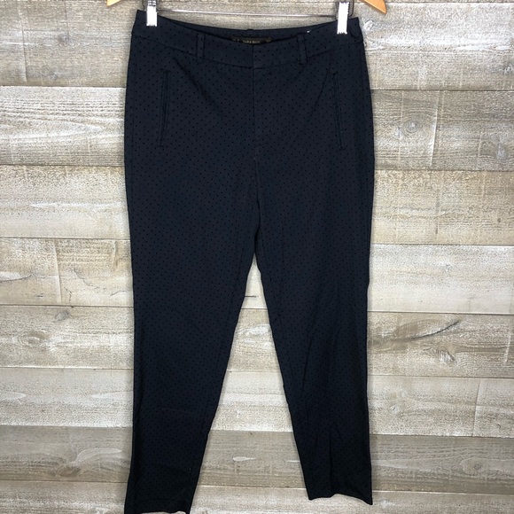 Zara navy polka dot career office trouser dress pants - Picture 1 of 4